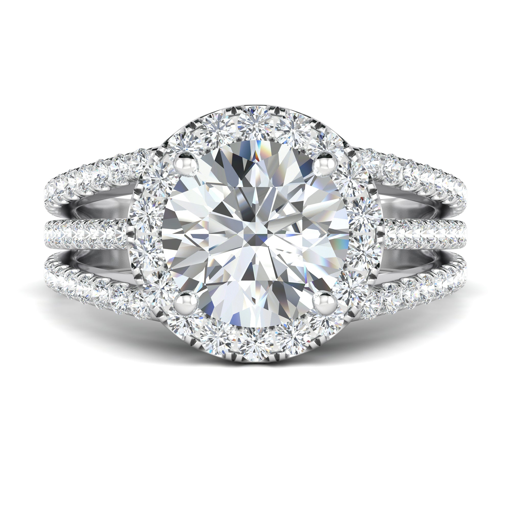 Triple band deals halo engagement ring