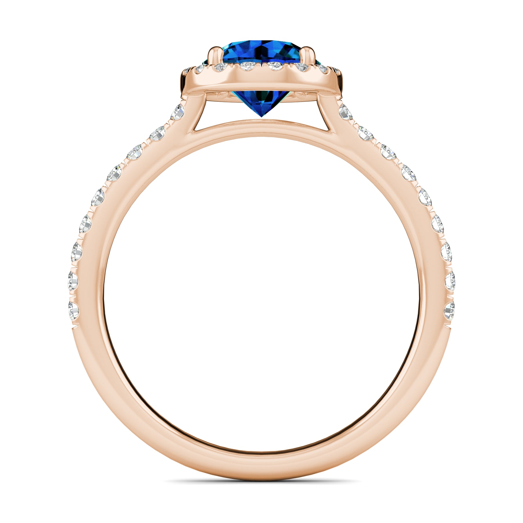 Round Sapphire Halo Engagement Ring - Dalia Blue | Beldiamond